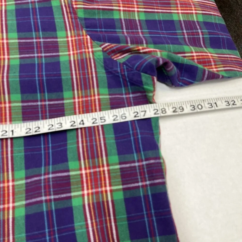 Polo Ralph Lauren Shirt Men XL Purple Green Plaid Button Down Shirt Logo‎ Preppy